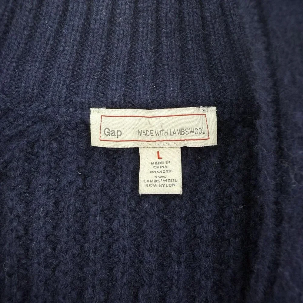 Gap Men's Navy Blue Waffle Knit 3 Button Long Sleeve Sweater Size Large